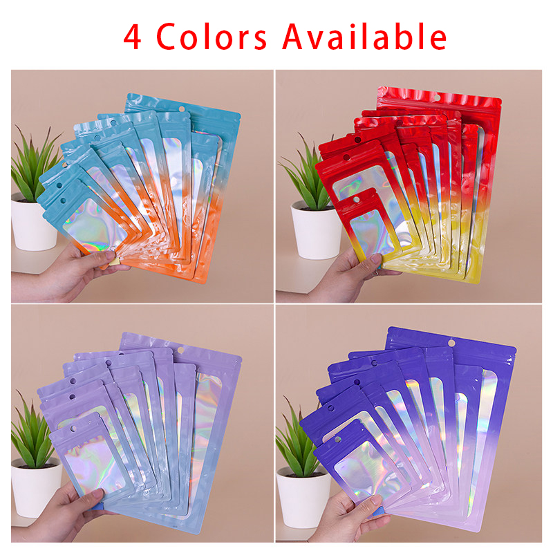 Snacks Food In Us - Holographic Color Square Zipper Bag, Food‑Grade