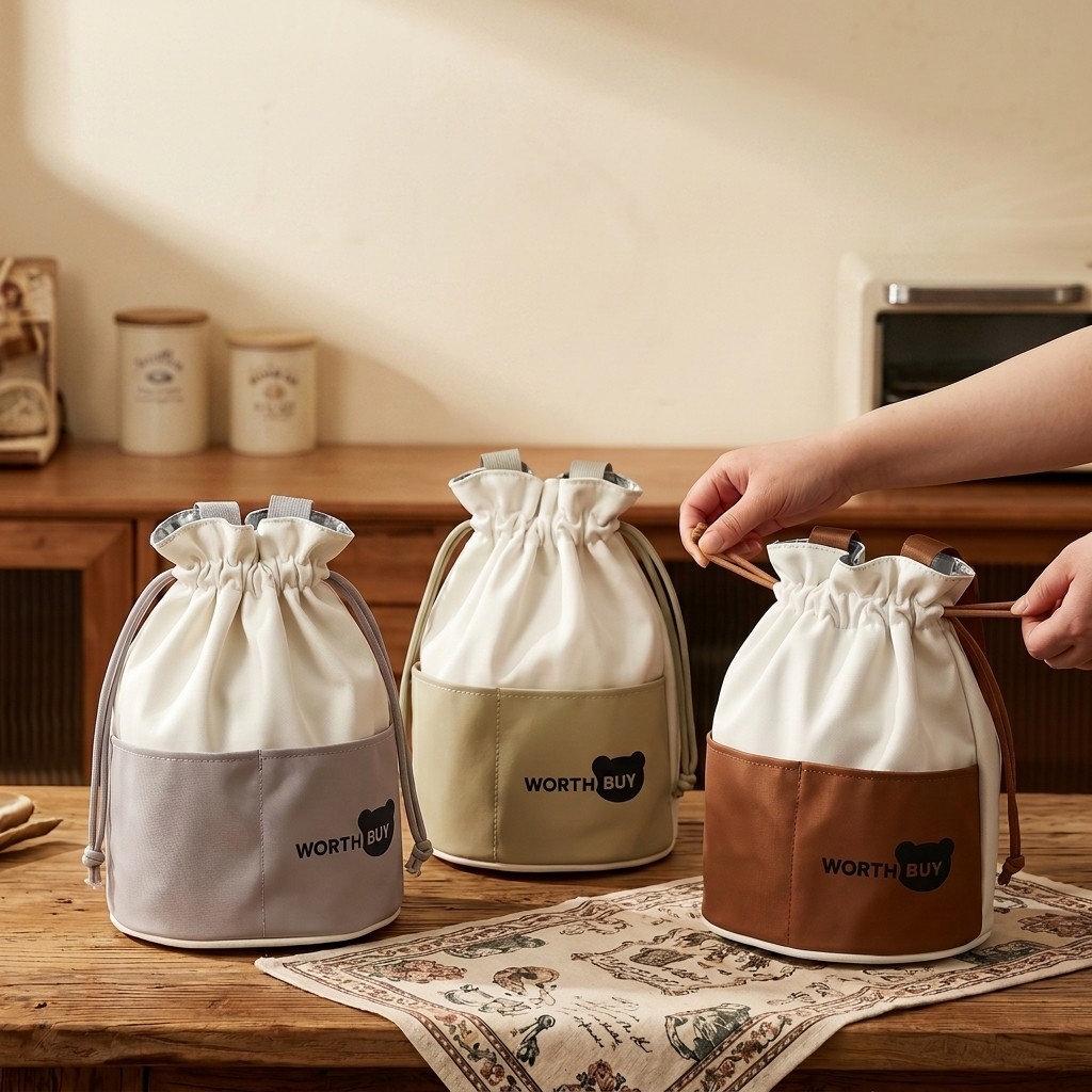 Food Snacks For Kids - Portable Thermal Lunch Bag Drawstring Insulated