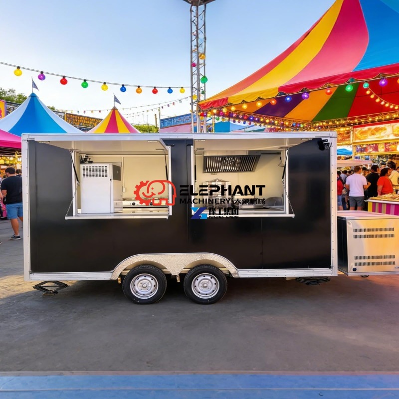Street Food Snacks - Stainless Steel Multifunctional Mobile Food Trailer,