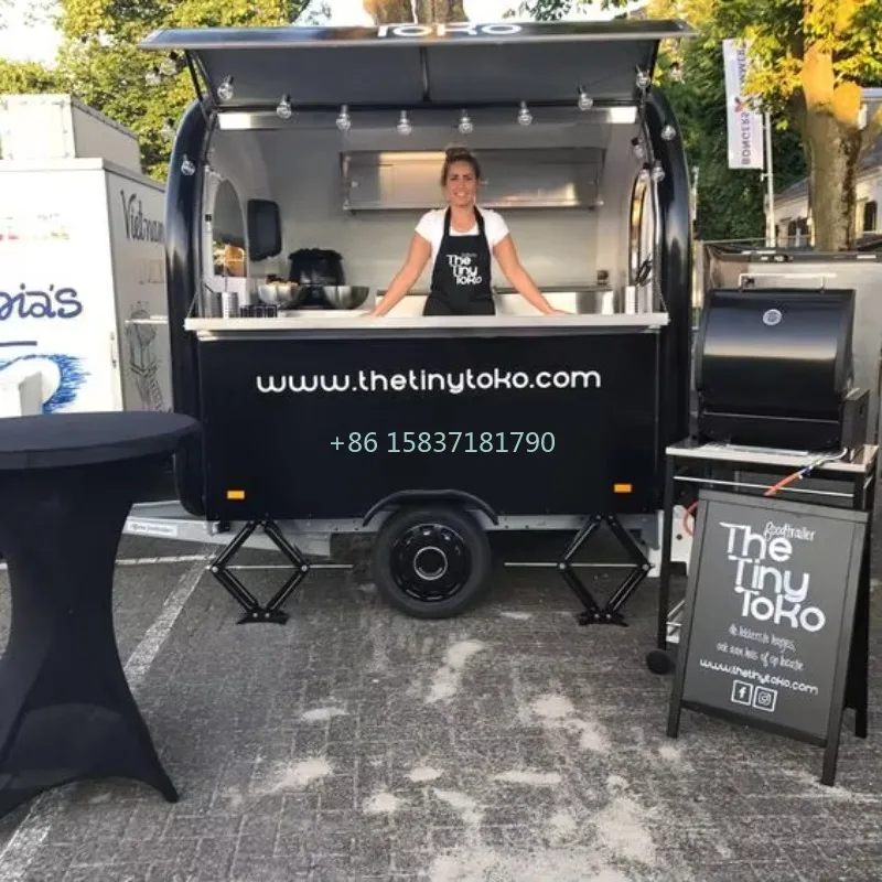 Small Food Truck Trailer Black - Street Food Snacks ulasan dan harga