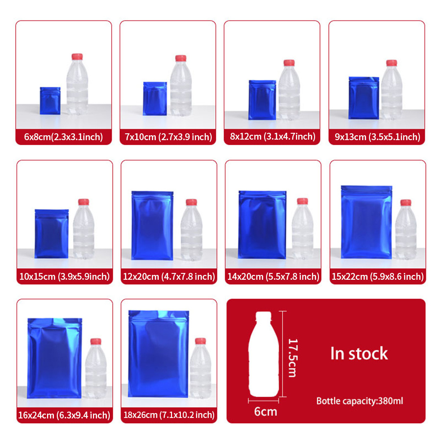 100pcs Matte Blue Foil Zipper  - Snacks Food In Us ulasan dan harga