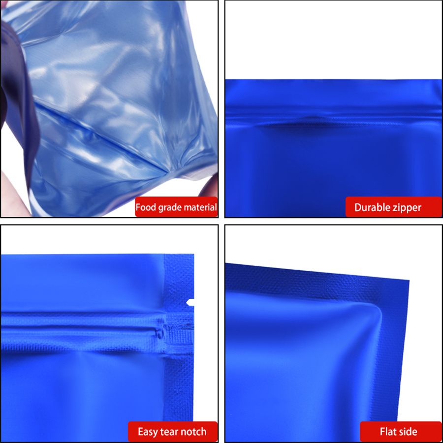 100pcs Matte Blue Foil Zipper  - Snacks Food In Us ulasan dan harga